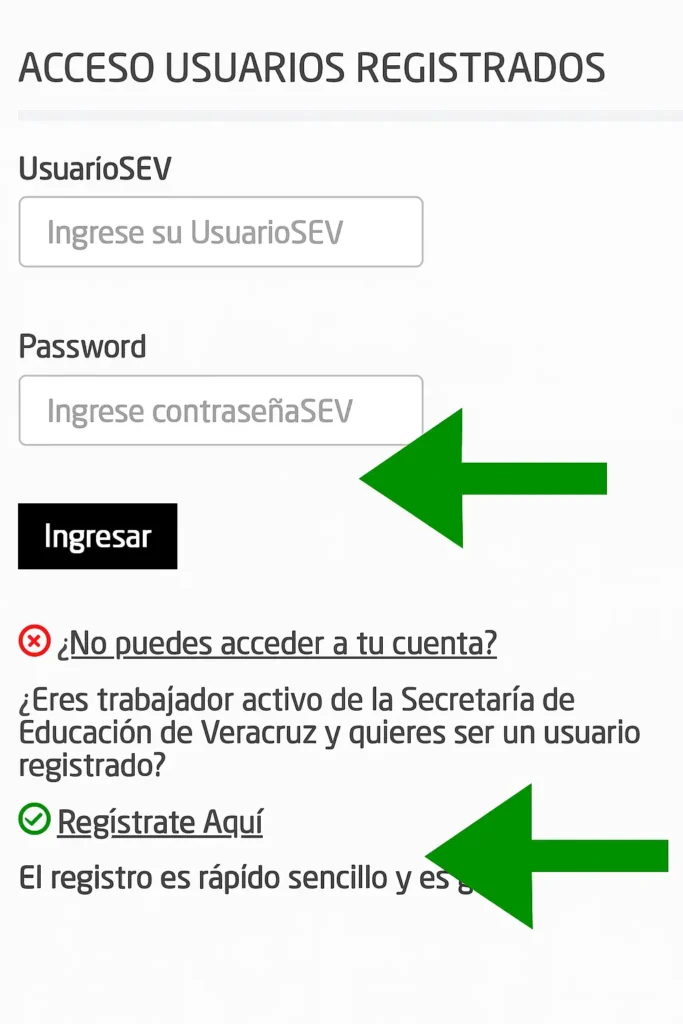 Registro y acceso al Portal SEV